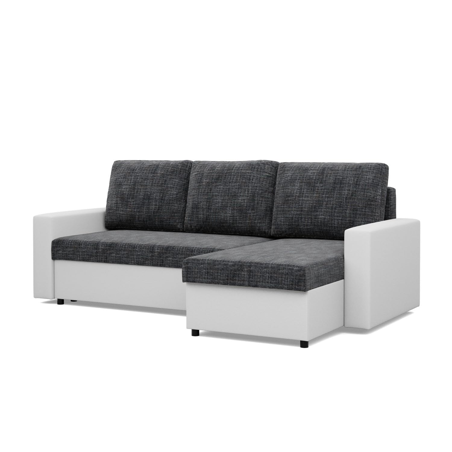 MEBLIGO | Canapé d'angle avec fonction couchage | Site universel | Luna | Noir + Gris - 2