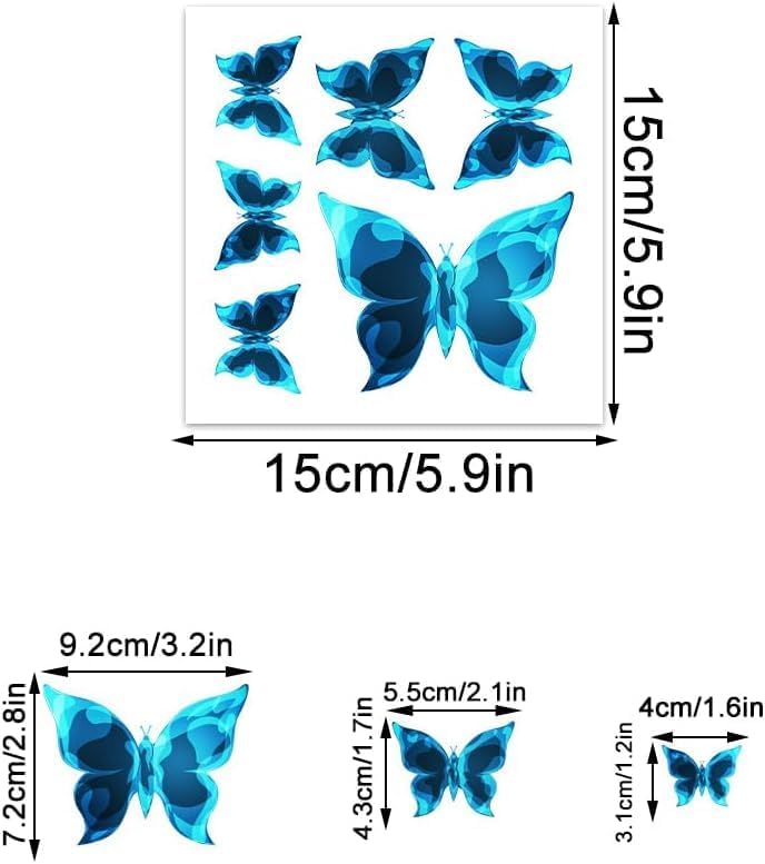 12 pegatinas de pared luminosas 3D con forma de mariposa, color azul, para decoración de fiestas, bodas, hogares y habitaciones. - 5