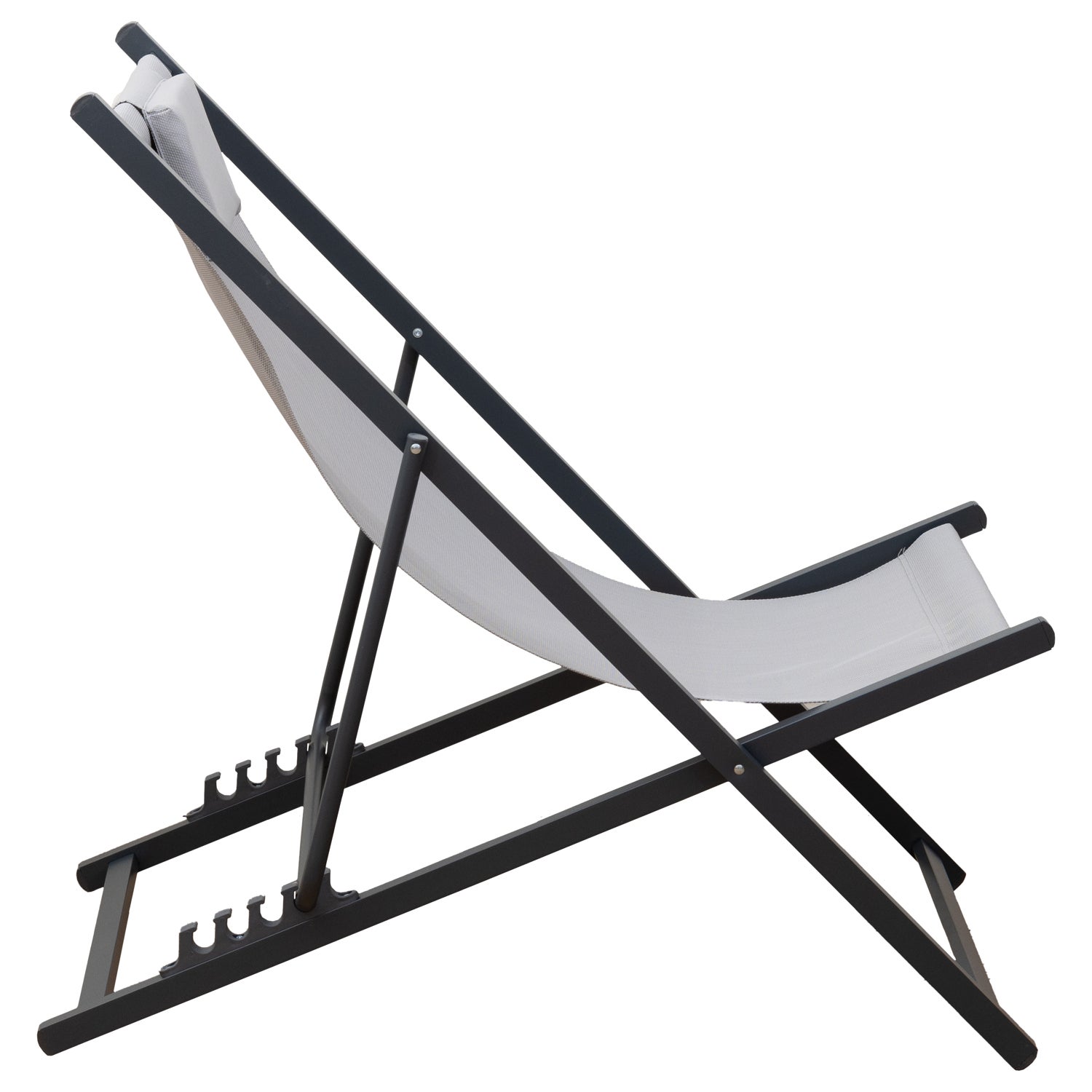 Set di 2 poltrone reclinabili CYPRUS - struttura in textilene grigio/carbone - 4