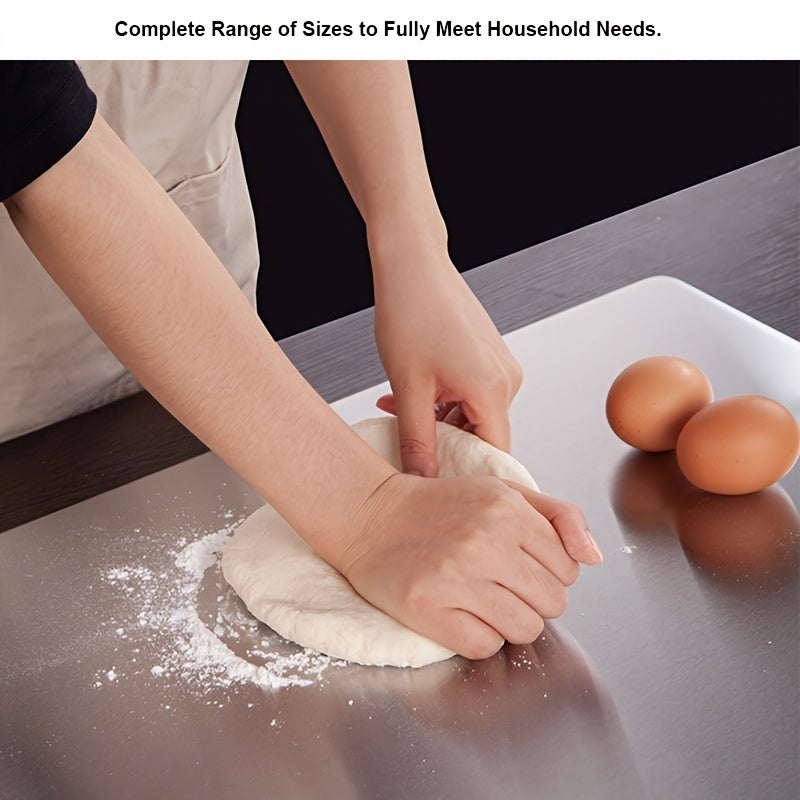 Lot de 3 planches à découper en acier inoxydable - Planches de cuisine double face, de qualité alimentaire, durables pour hacher, préparer les tâches - 4