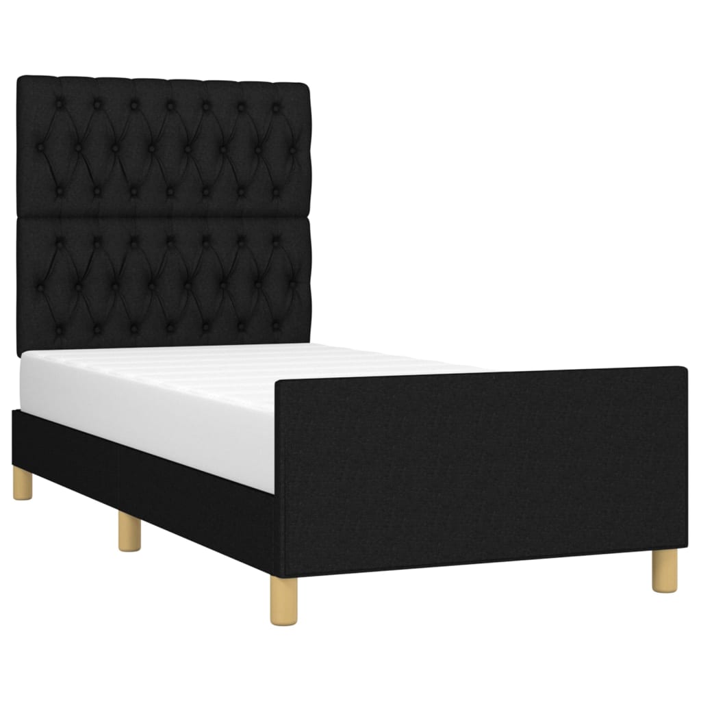 Cadre de lit sans matelas noir, tissu, pour la chambre, 100 × 200 cm - 3