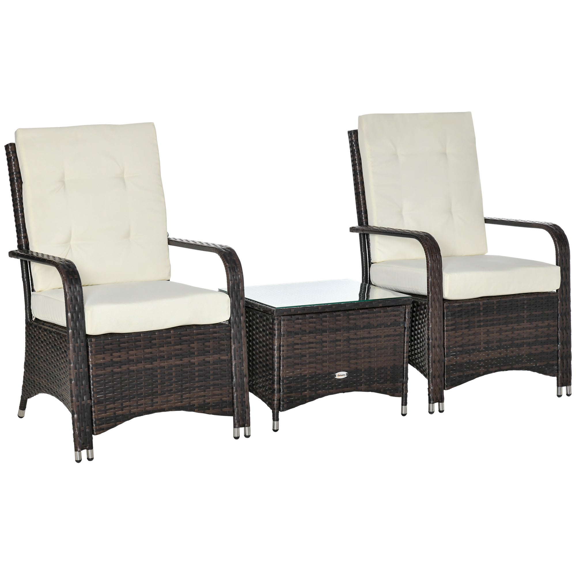 HAPPYGRILL Set di mobili da giardino in rattan, set da bistrot in