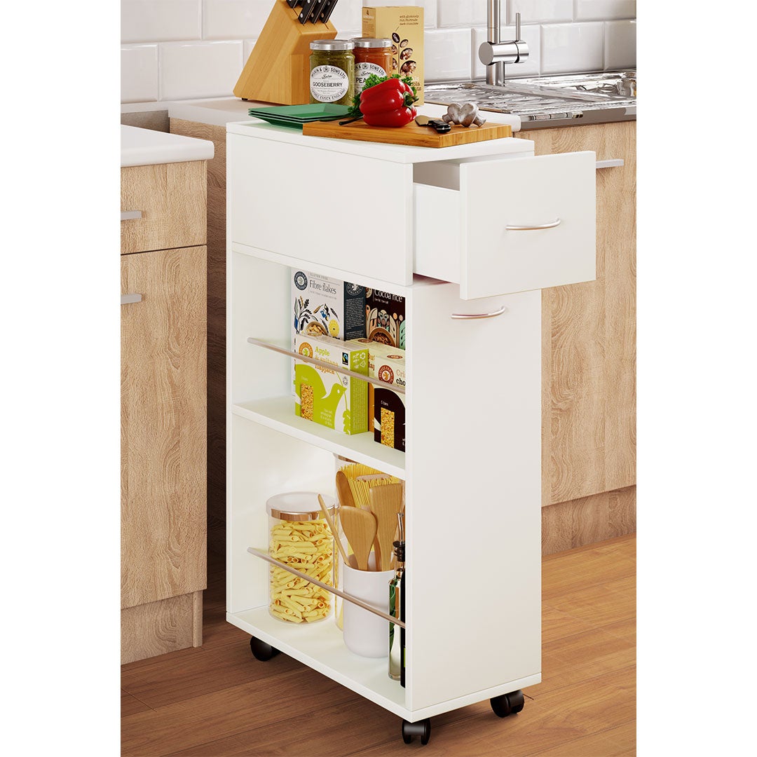 VCM Muebles de cocina que sirven carritos Tusal Blanco H. 85 x B. 25 x T. 50 cm - 2