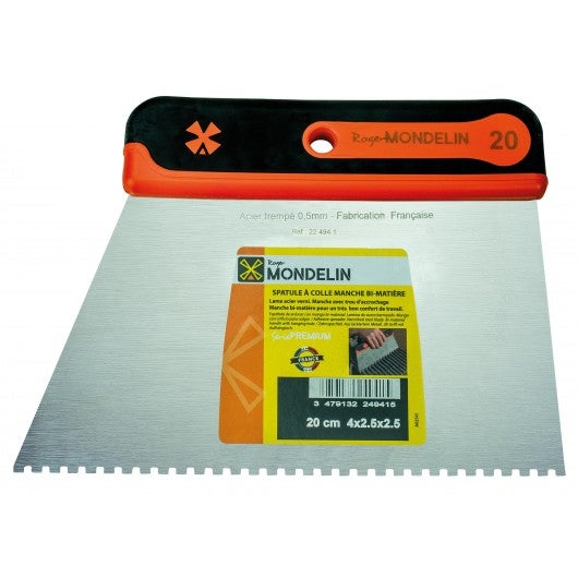 MONDELIN - Spatule à colle manche bi-matière 20 cm - 200 mm - 2,5 x 4 mm