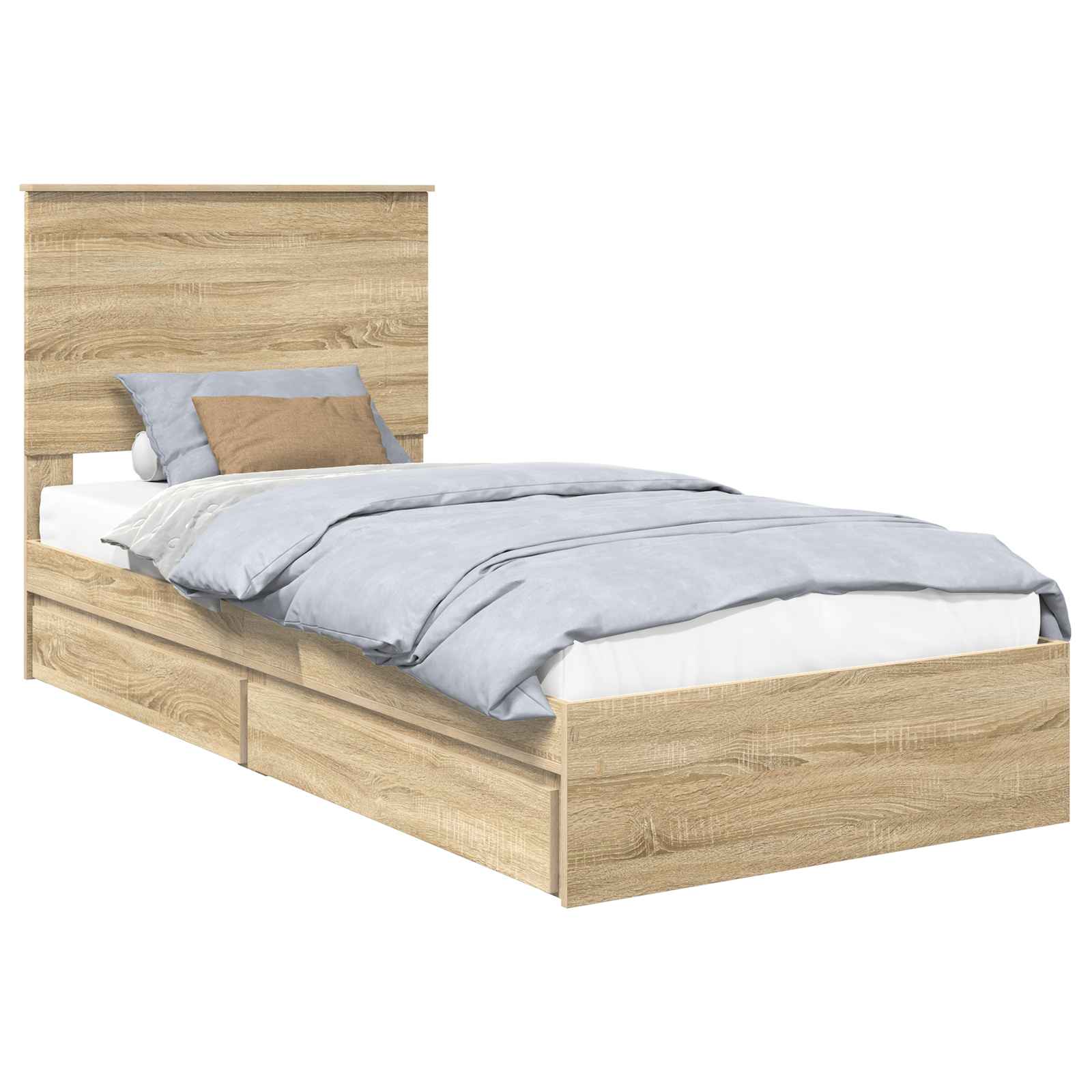 Lit de rangement chêne 75 x 190 cm panneau de bois - 2