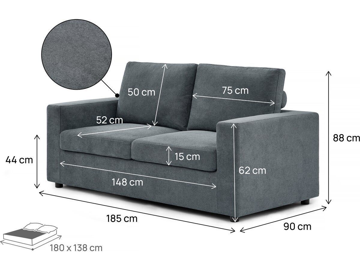 Canapé convertible express en tissu 