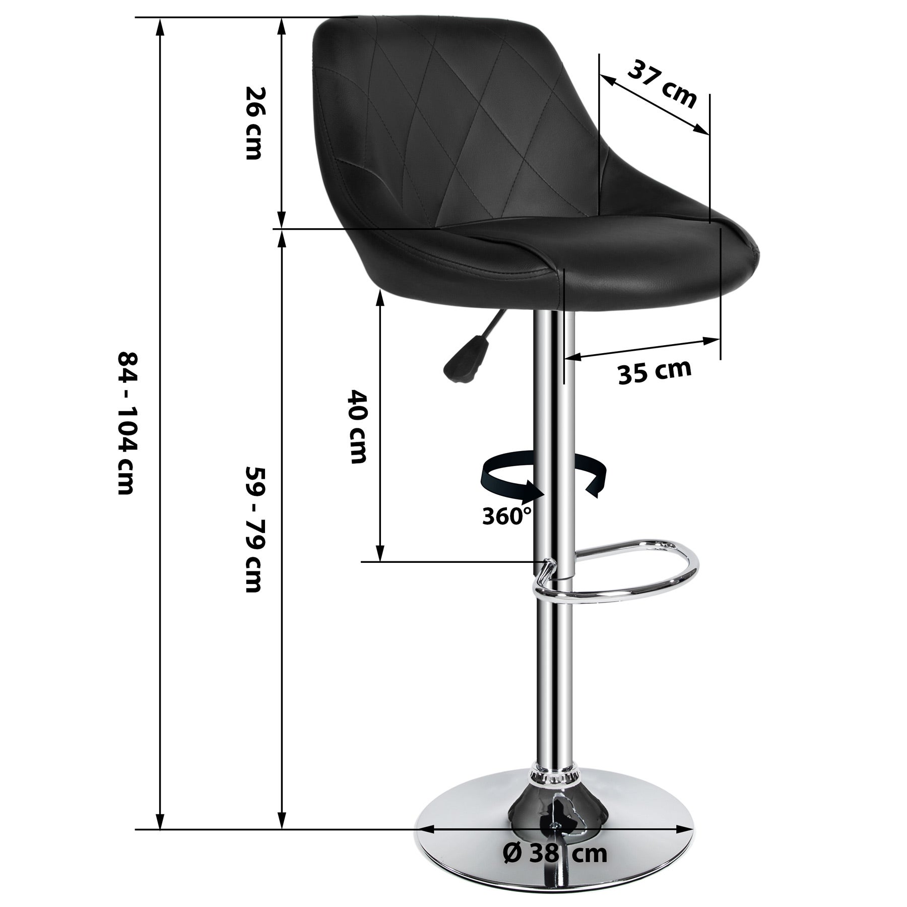 Set di 2 sgabelli da bar in similpelle imbottiti con schienale e rivestiti TECTAKE - 6