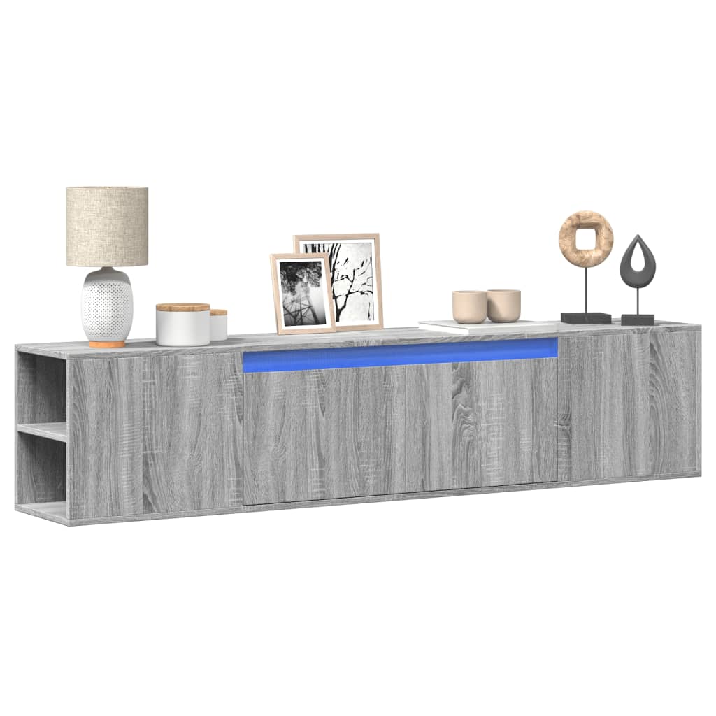 Soldes d'hiver 2026 : vidaXL Meuble TV avec lumières LED blanc brillant 135x39x30 cm pas cher