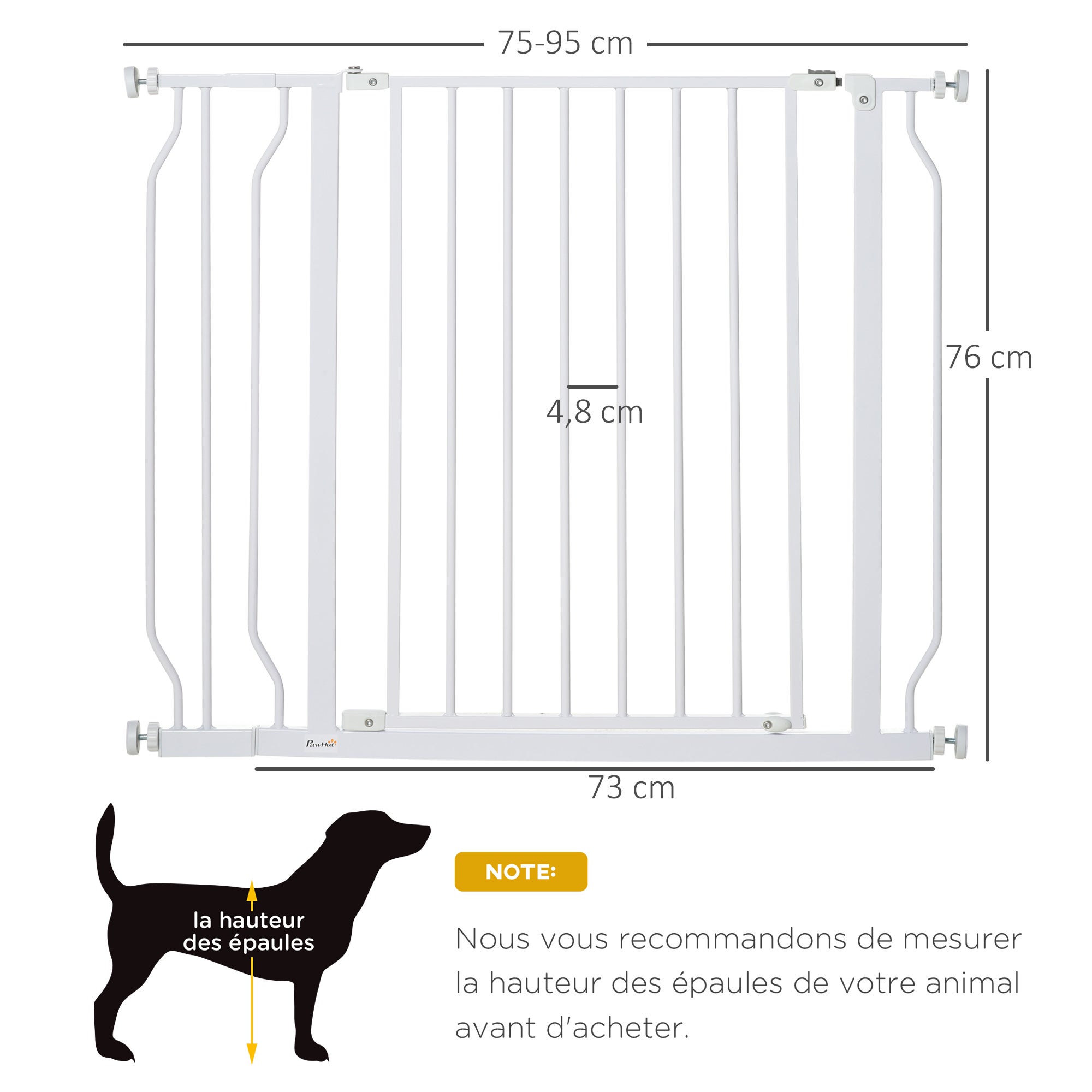 Barrière de sécurité animaux réglable avec porte acier blanc - 3