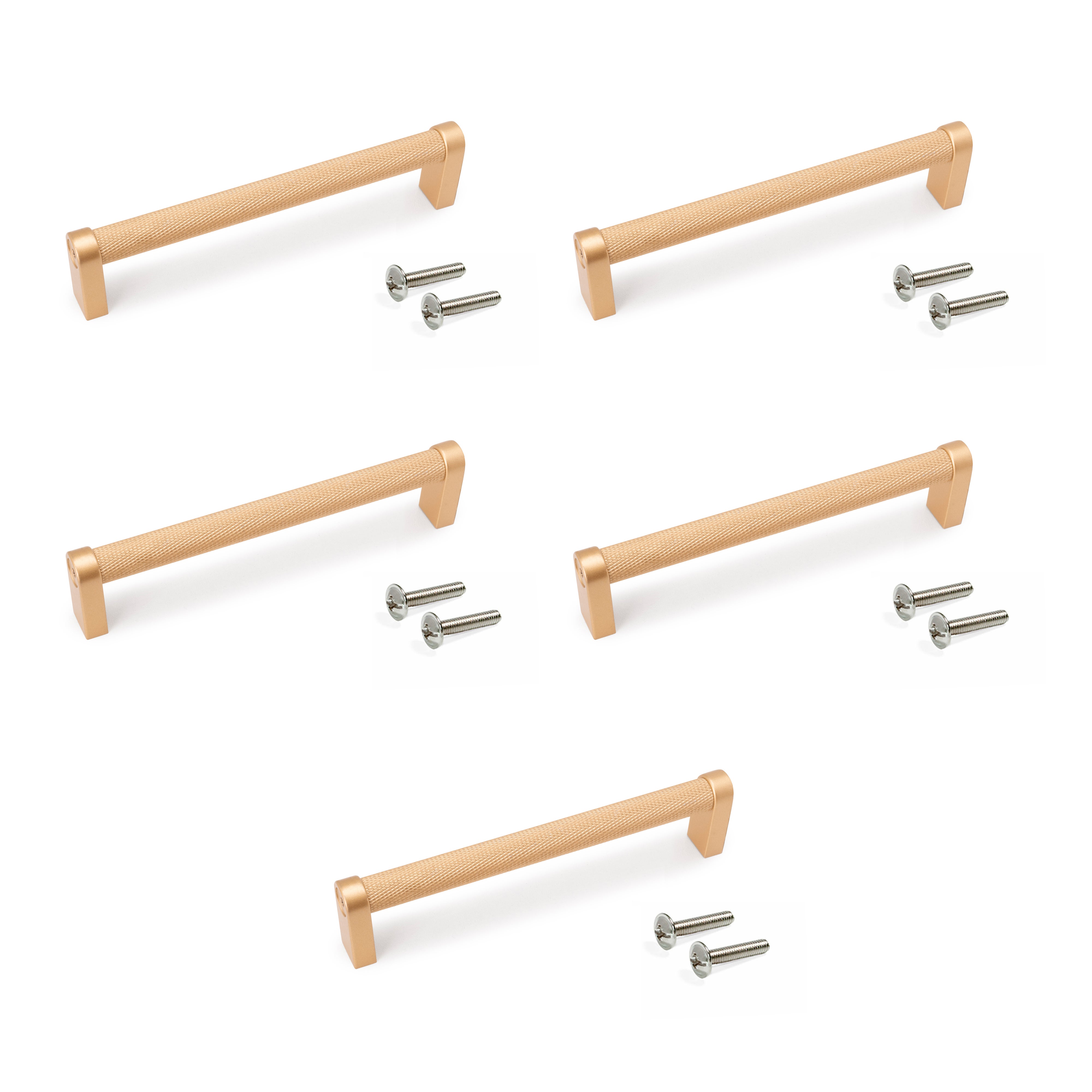 Emuca Pakiet 5 uchwytów meblowych Bergen, L141mm, Rozstaw 128mm, Aluminium, Malowane na złoto
