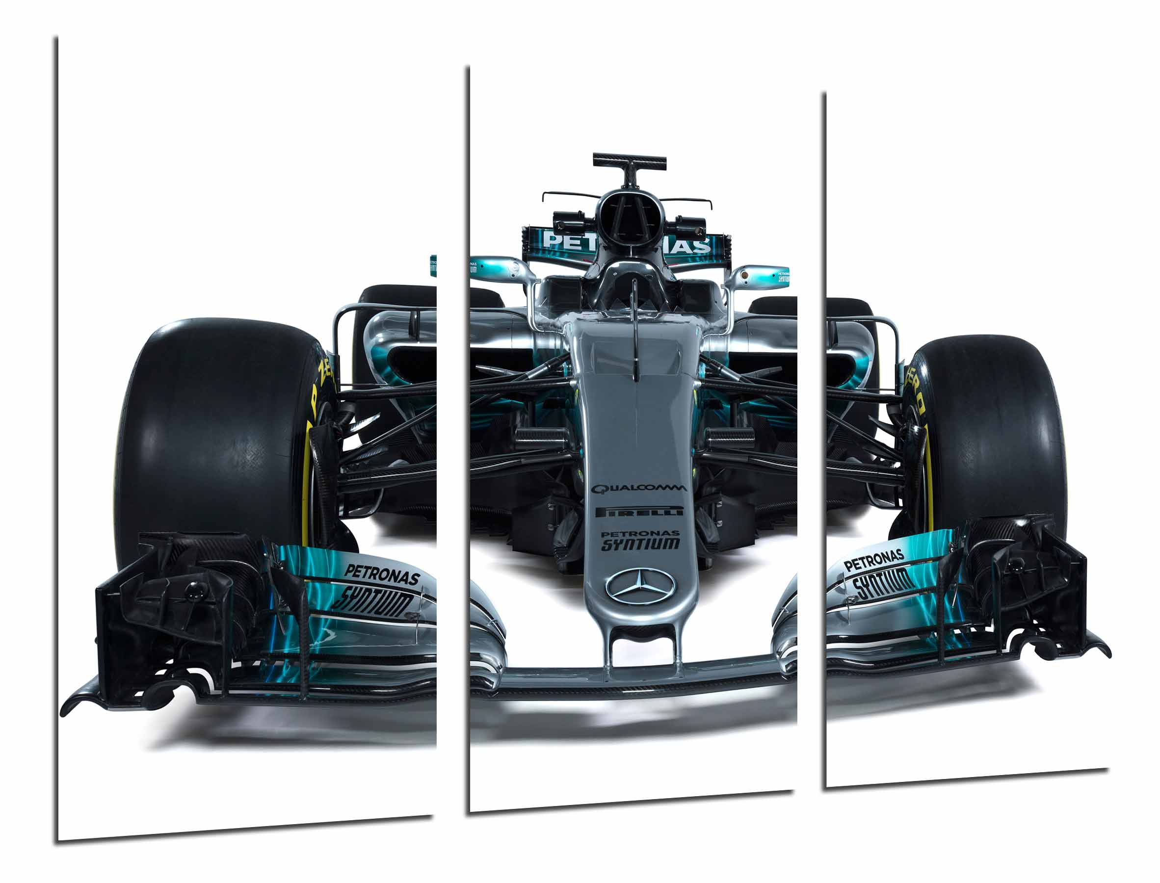 Magnifique Tableau Mercedes F1 W09 Sur Bois - Lewis Hamilton & Valtteri Bottas 2018 - Impression Photo XXL 97x62 Cm