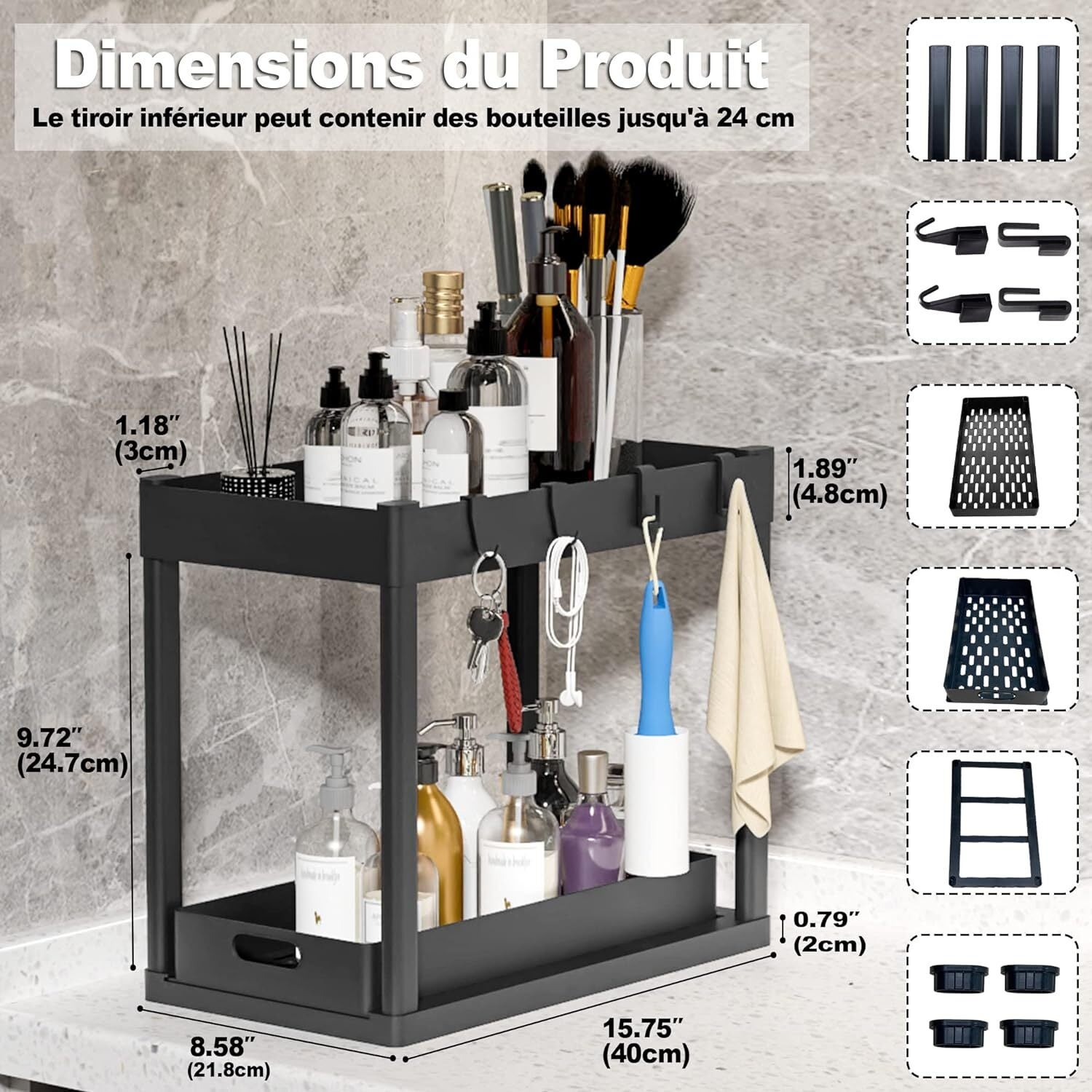 Organizer Cucina Portaoggetti In Metallo Sotto Il Lavello Portaoggetti