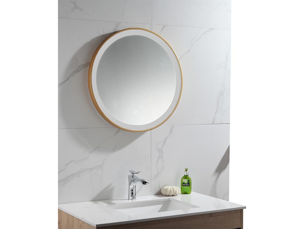 Okrągłe lustro łazienkowe z podświetleniem LED NUMEA złote - Dł. 60 x Wys. 60