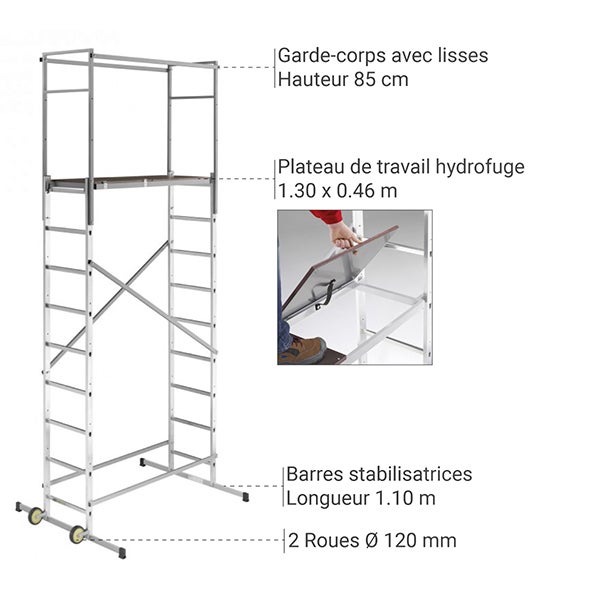 Echafaudage domestique: Hauteur de travail max 4.5m + Télémètre laser STANLEY - 9475-901-LASER - 5