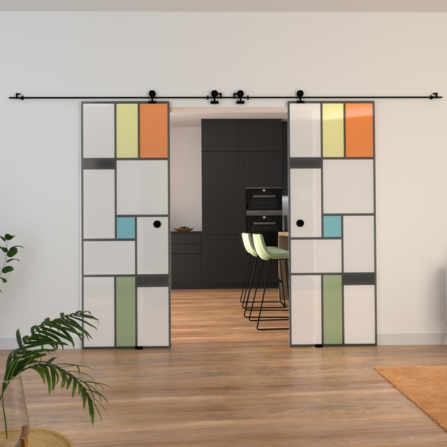 KIT connecteur pour double porte avec rail noir apparent - AURYS NORMANDIE