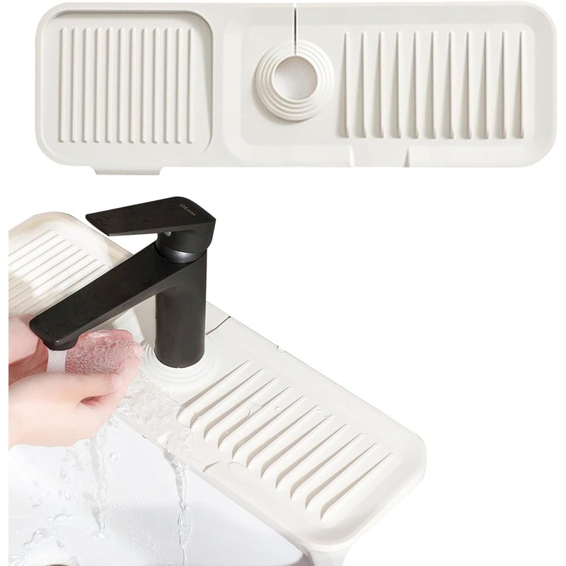 Mata silikonowa pod kran 45 * 15 cm, osłona kranu, osłona przeciwbryzgowa, akcesorium kuchenne i łazienkowe (biała)