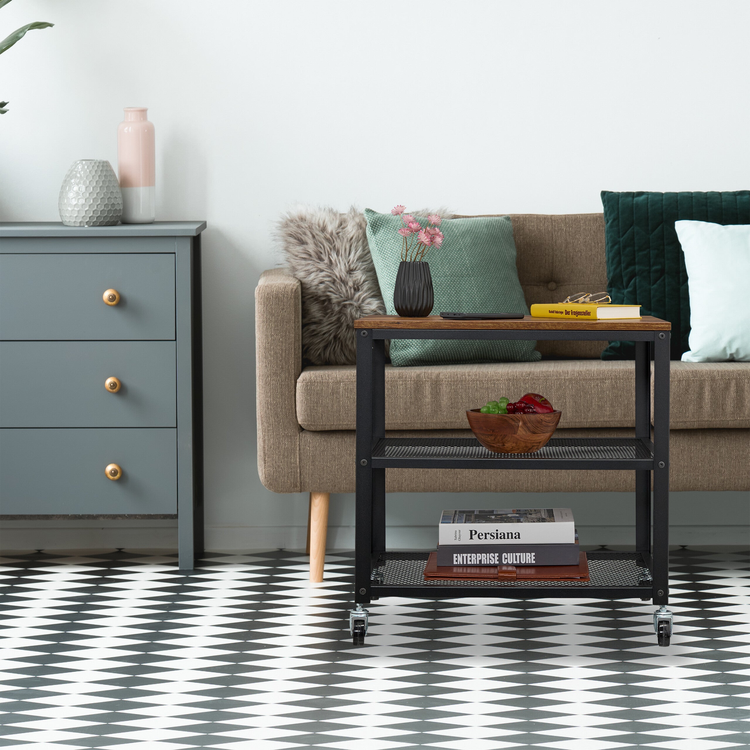 Desserte Chariot De Cuisine à Roulettes 3 Niveaux - Dim. 70L X 40l X