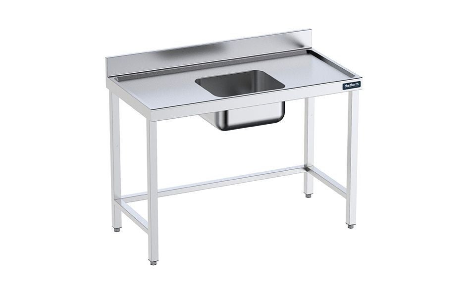 Table de 1200x600 avec bac D, bord anti-ruissellement et étagère- DISTFORM - FCDES612