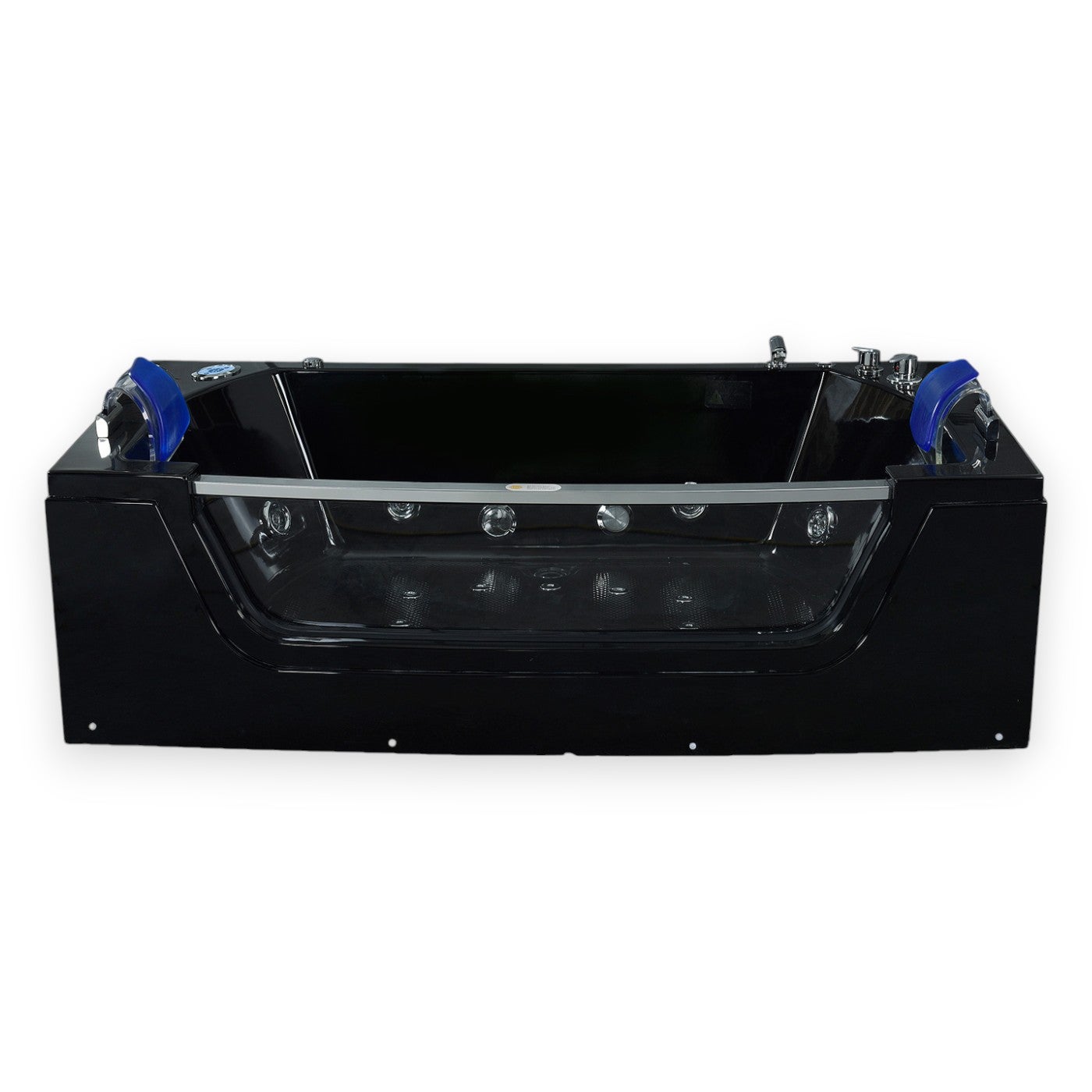 Bañera de hidromasaje negra 180 x 90 cm frontal de cristal 14 jets - cherry