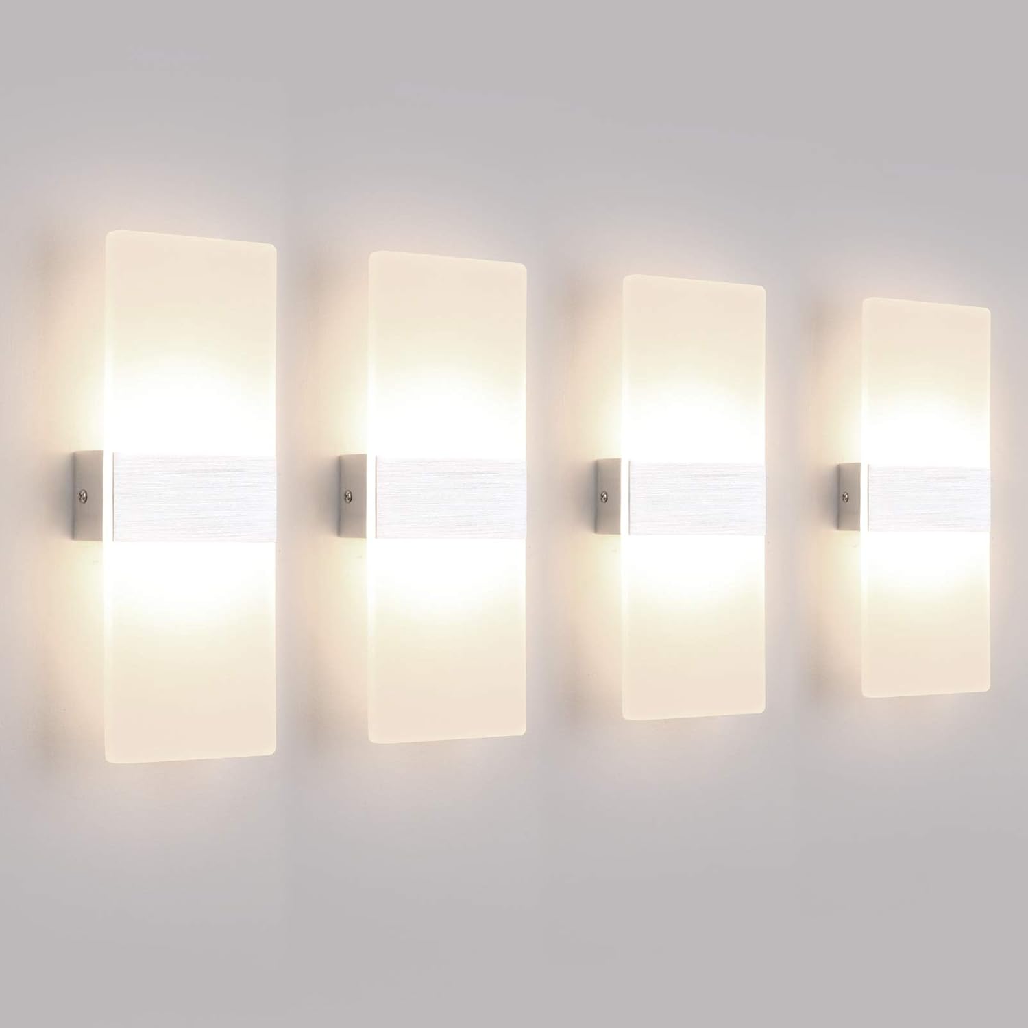 Zestaw 4 lamp ściennych LED 12 W – nowoczesny, kreatywny design, 4000 K, naturalna biel, 780 lm