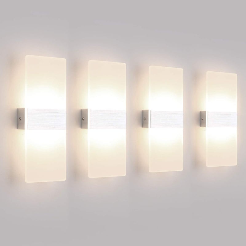 Zestaw 4 lamp ściennych LED 12 W – nowoczesny, kreatywny design, 4000 K, naturalna biel, 780 lm