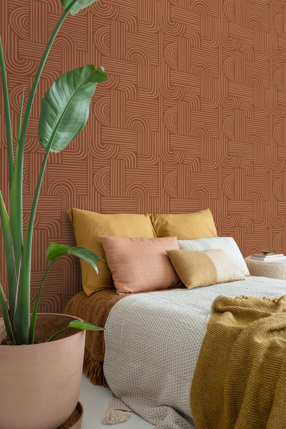 Papier peint graphique 3D terracotta - 53 cm x 10.05 m - ESTAhome - 6