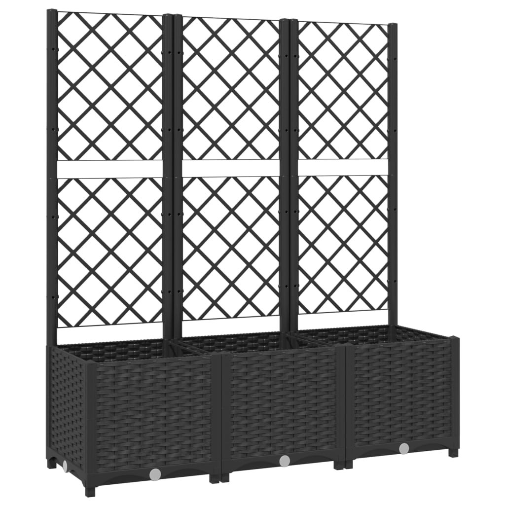 vidaXL Jardinière de jardin avec treillis Noir 120 x 40 x 136 cm PP - 9
