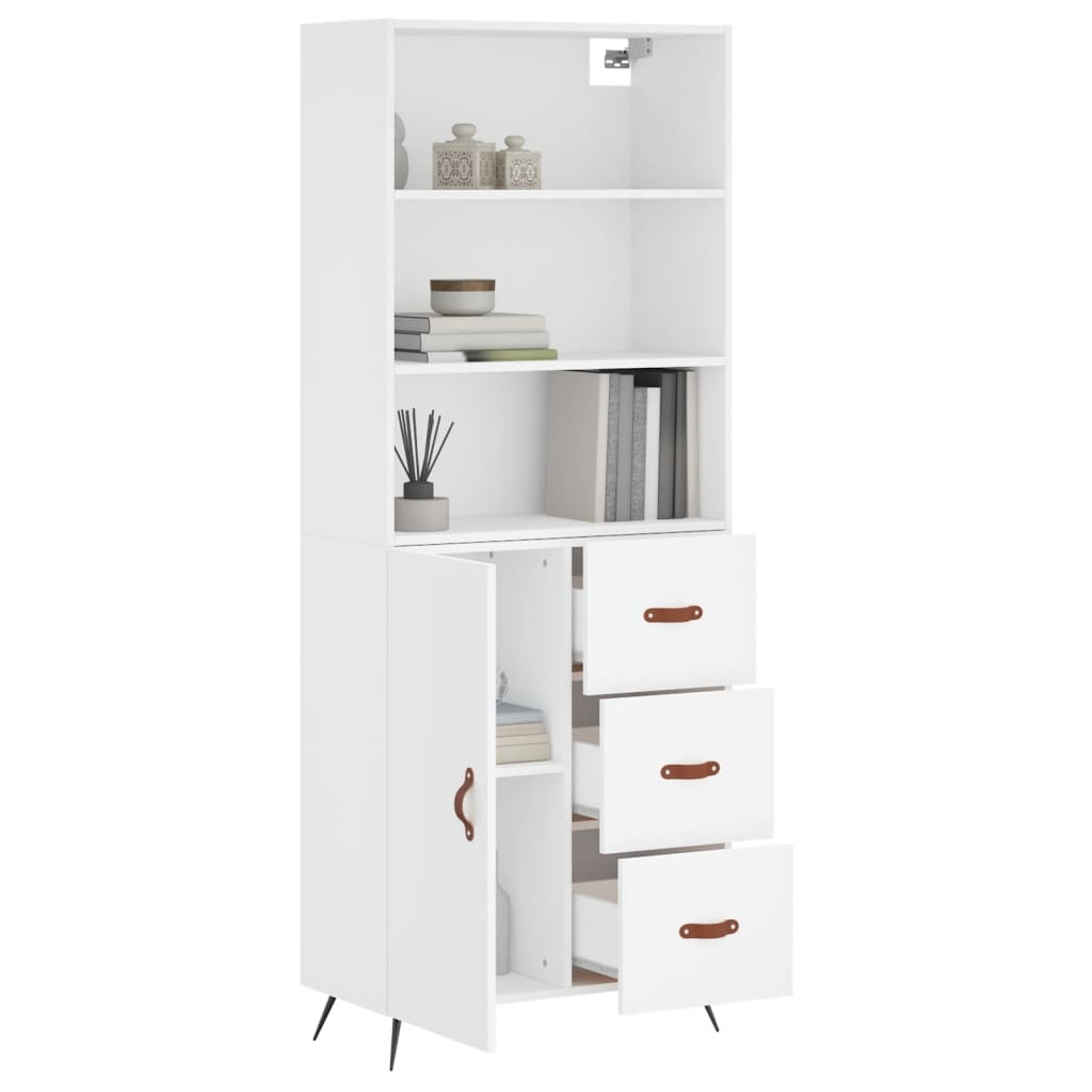 Buffet haut Blanc 69,5x34x180 Bois d'ingénierie - 3