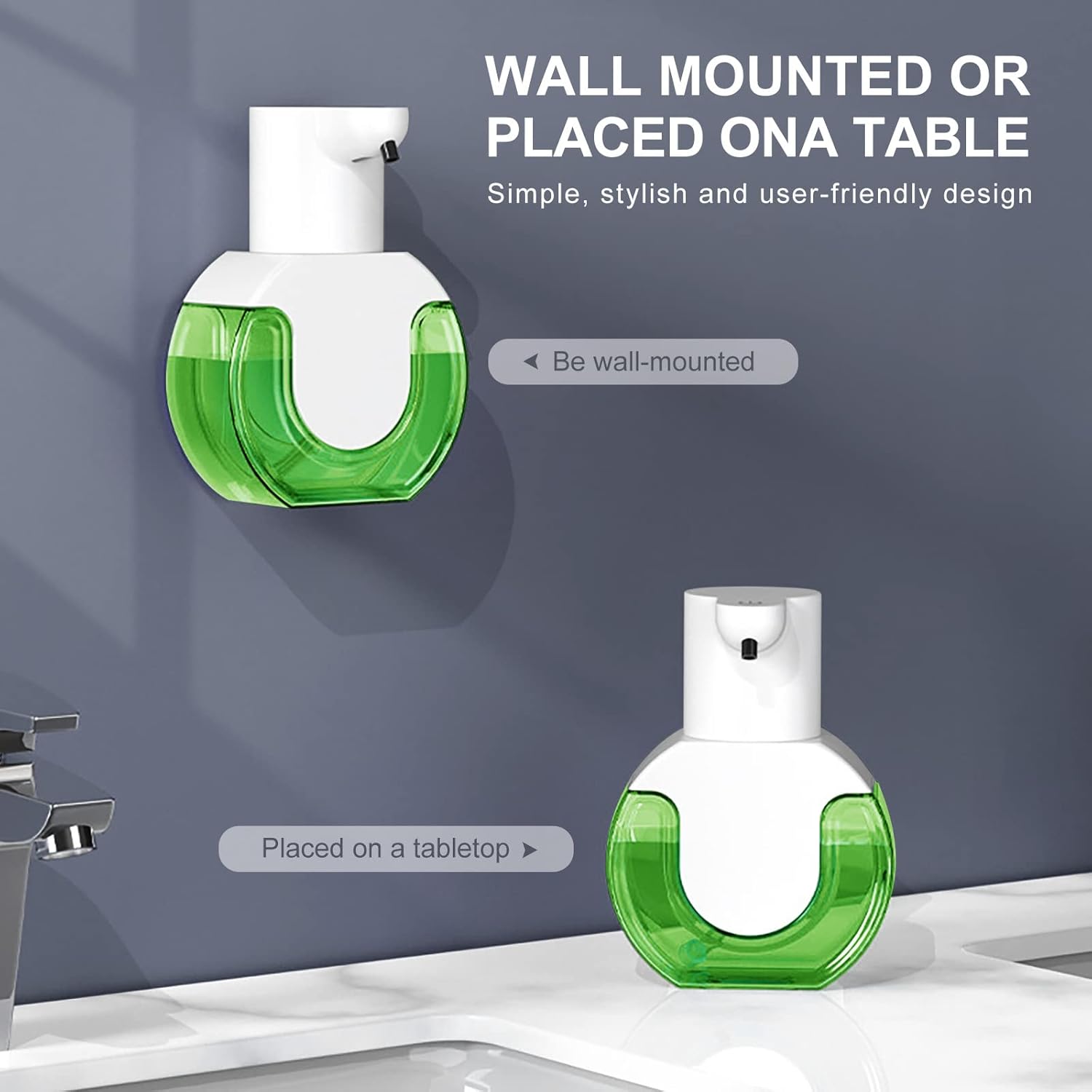 Distributeur Savon Automatique Liquide, Rechargeable par USB, Volume de Liquide Ajustable à 4 Niveaux, Distributeur Savon Électrique Mural - 2