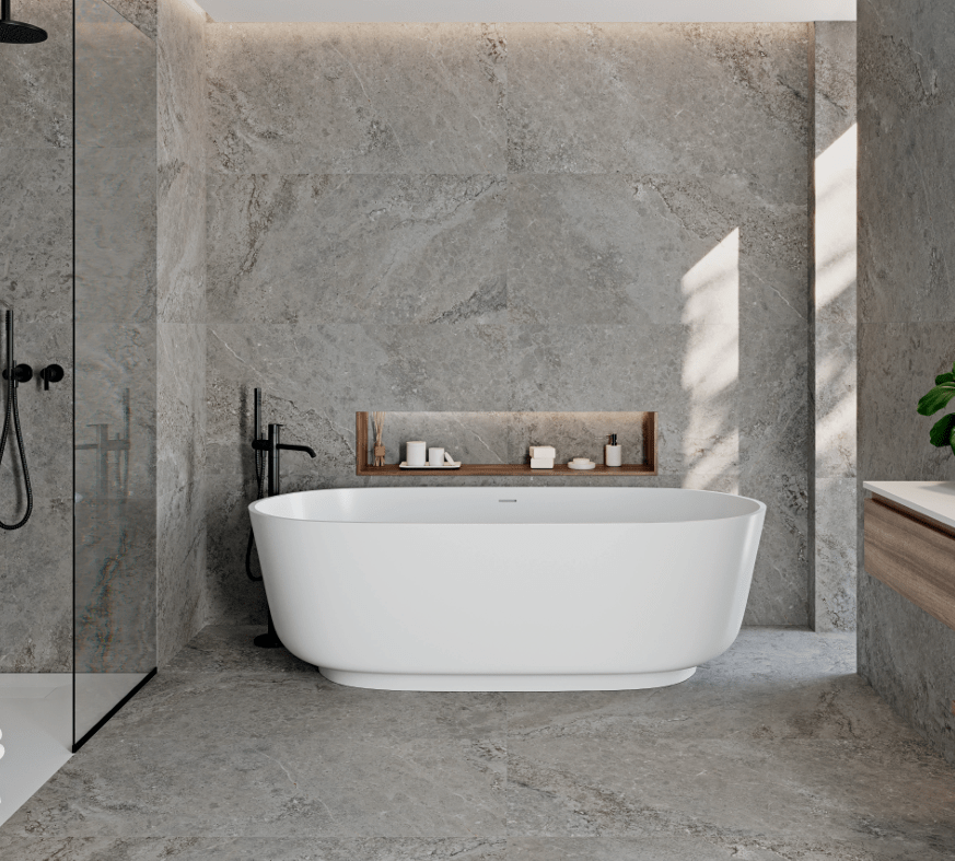 Azulejo/Pavimento Porcelánico Tharis Grey Rectificado efecto pizarra ...