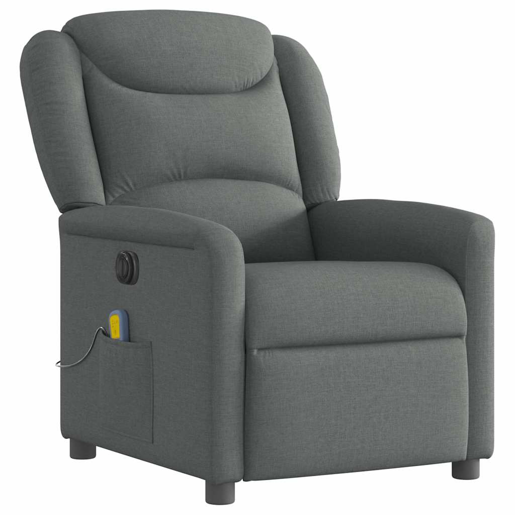 Fauteuil inclinable de massage | Fauteuil de relaxation | Chaise de relaxation électrique gris foncé tissu CFW822804 - 4