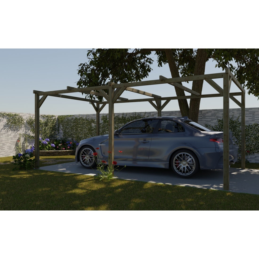 Carport, abri de voiture 3x5.1 m - 15.3 m2 - CAR1 - ALTANKA - 4