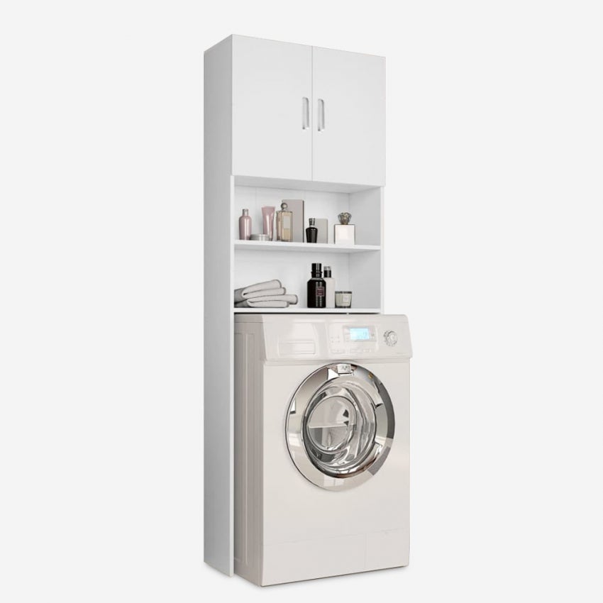 Mueble cubre lavadora salvaespacio de columna con 2 puertas y 2 estantes