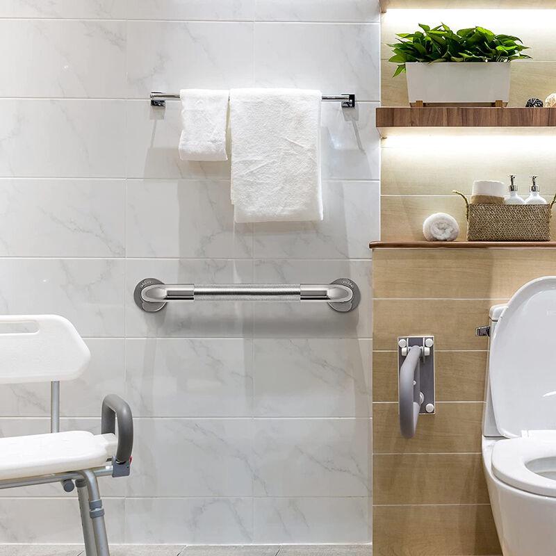 Barre Appui de Salle de Bain 40cm Barre de Maintien WC Antidérapant Poignée de Douche en Acier Inox avec Vis - 5