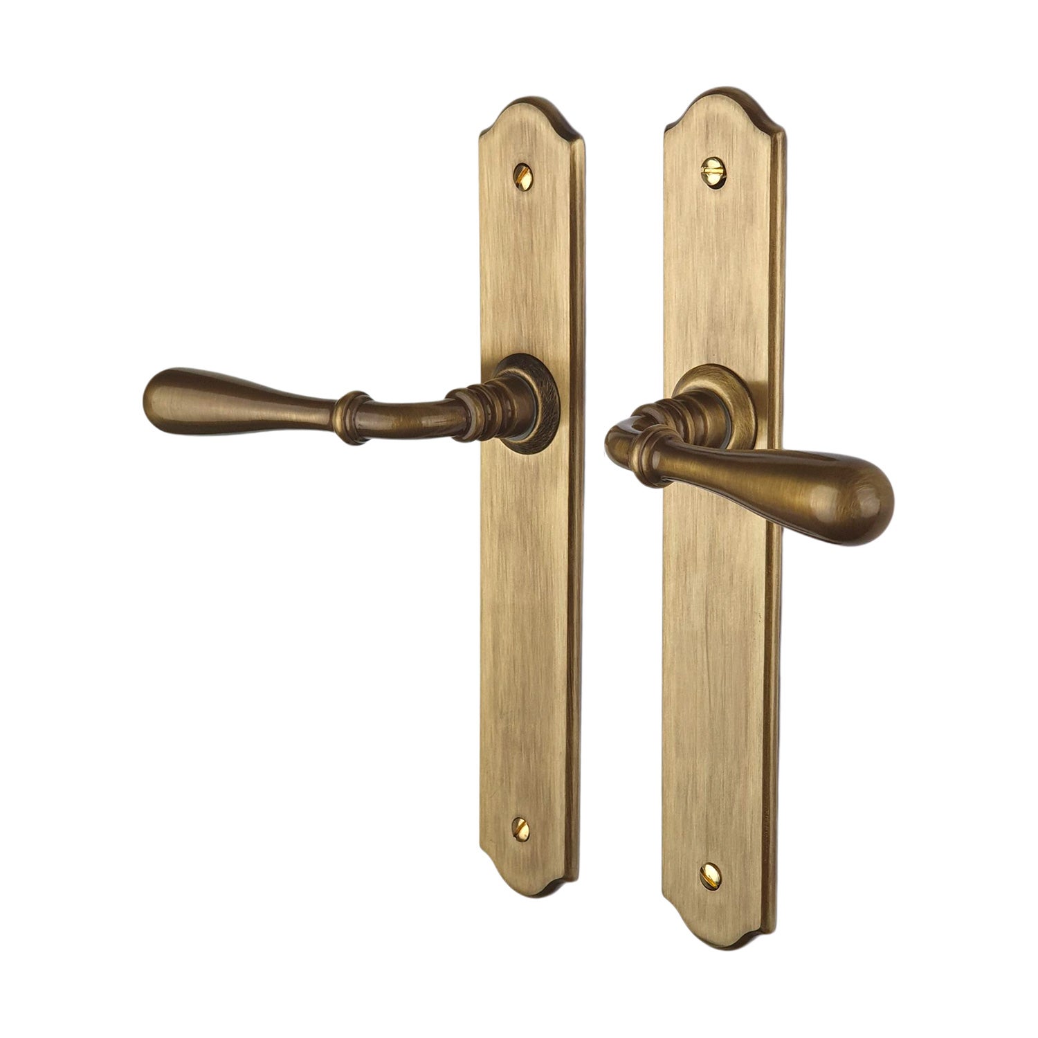 2 poignées de porte DURANCE sans trou, Laiton patiné entraxe 195 mm, salon cuisine séjour - 2