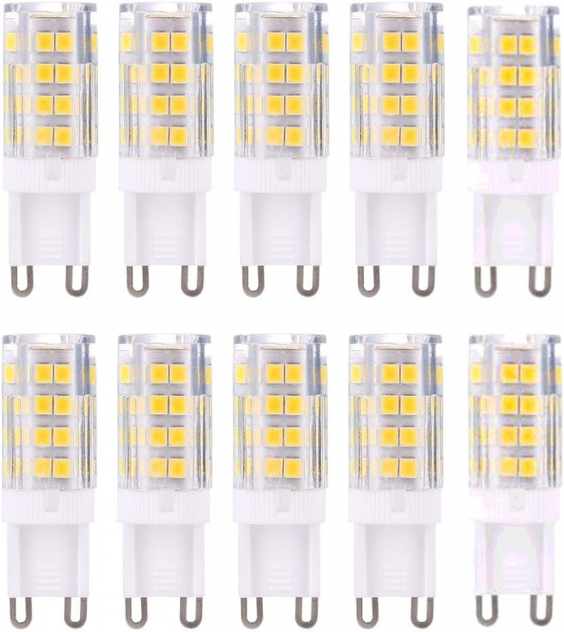 Żarówki LED G9, ciepła biel 3000K 5W Żarówka LED G9 odpowiednik żarówek halogenowych 40 W 420 lumenów; nieściemnialne, zestaw 10 sztuk