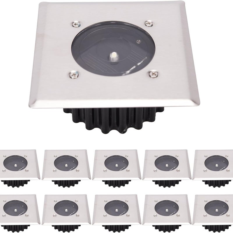 Zestaw 10 solarnych lamp LED do gruntu, wodoodporne IP65 (biały zimny)