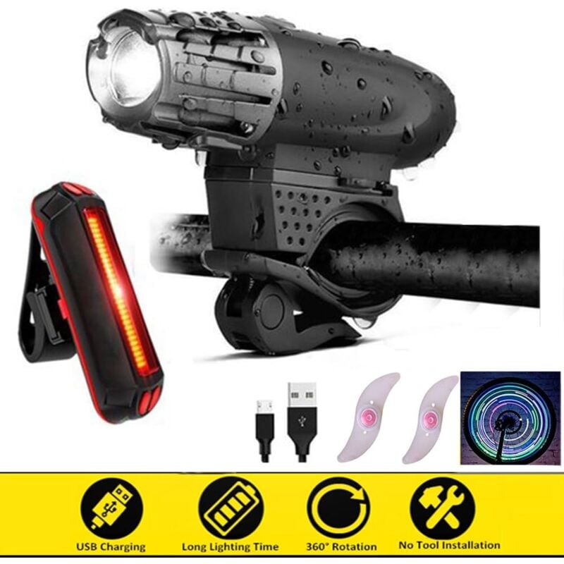 Lampe de vélo étanche à la pluie Natfire - 10000mAh - Super lumineuse - Rechargeable par USB