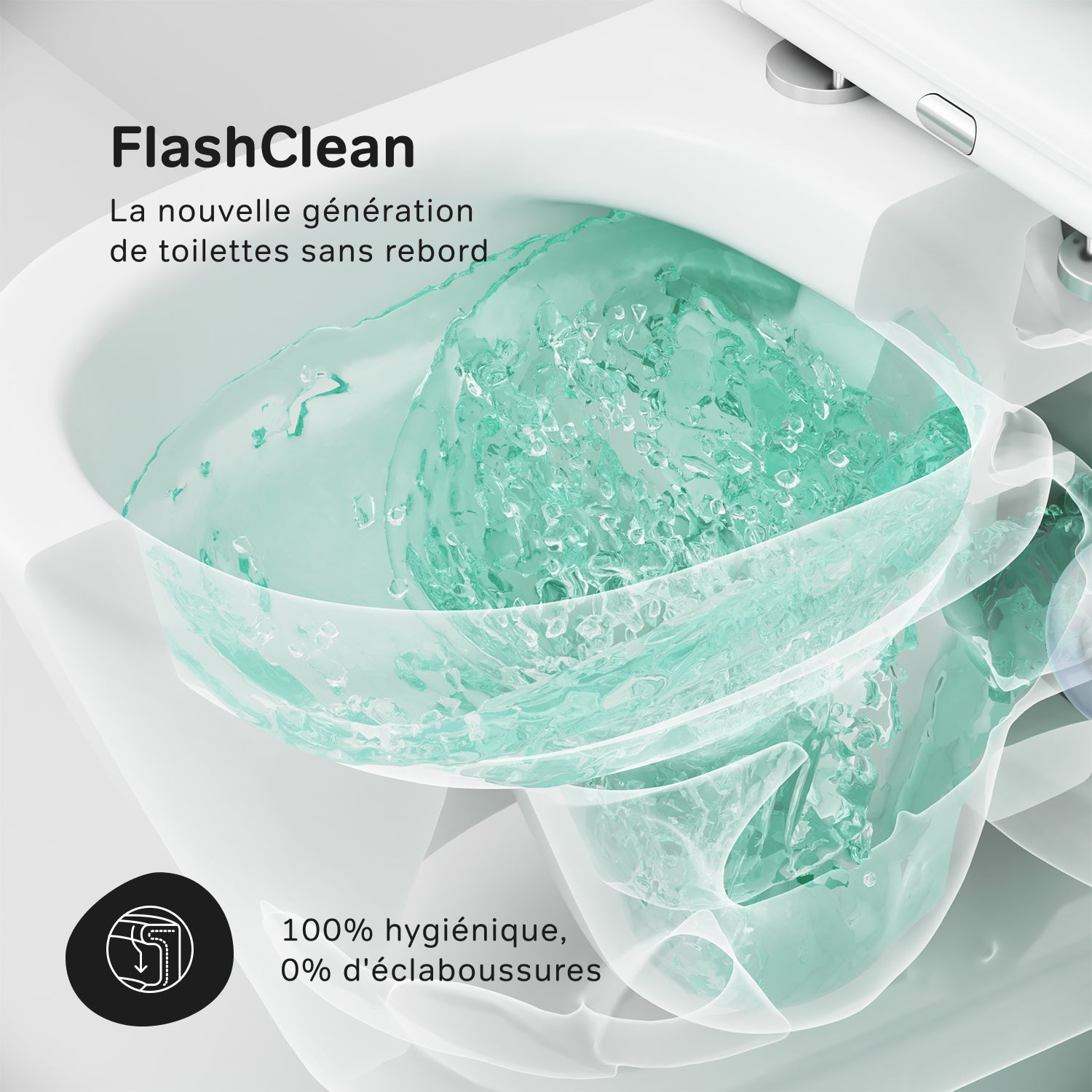 WC Suspendu en céramique sans bride Cuvette Toilette WC suspendu sans bord FlashClean abattant amovible frein de chute Softclosing, Blanc AM.PM Flash - 3