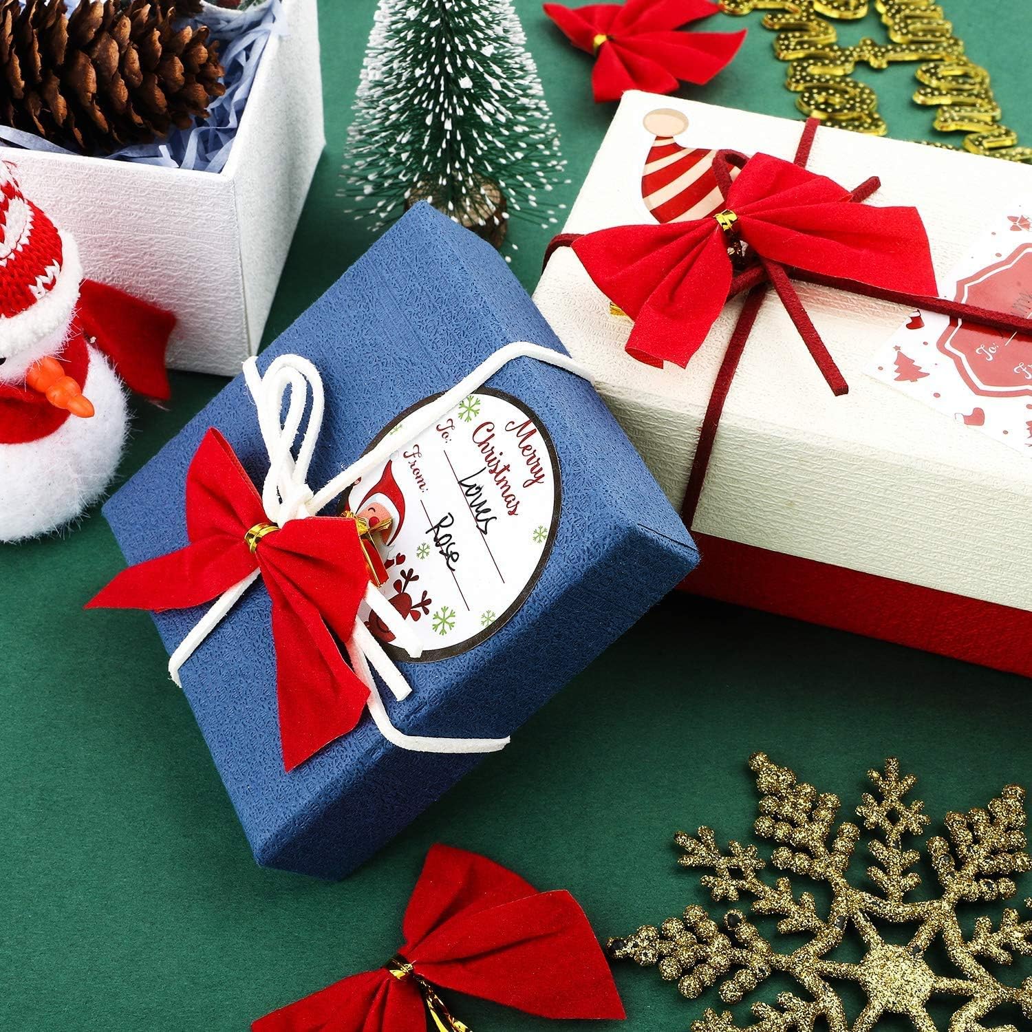 12 pezzi di fiocco di Natale rosso + 12 pezzi di fiocco di Natale dorato, fiocco rosso per albero di Natale, decorazione con fiocco per albero di Nata - 5