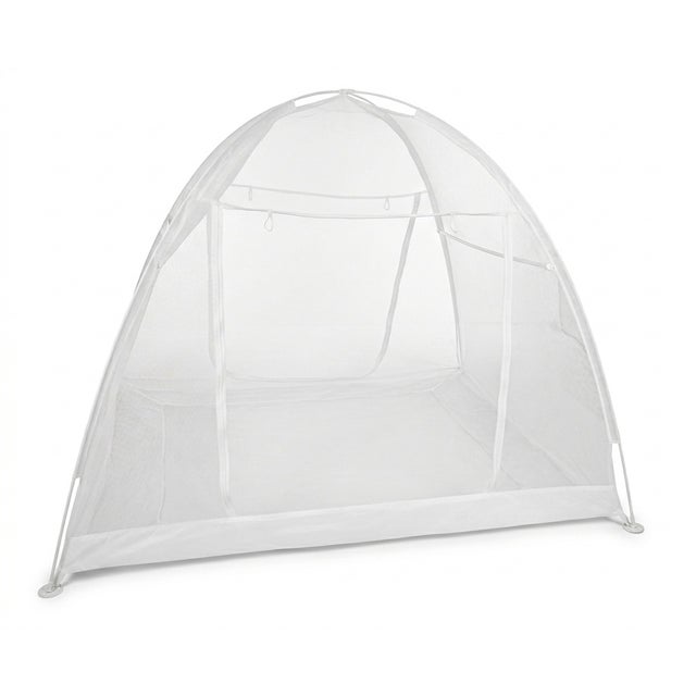 Moustiquaire dôme pop-up pour lit - Polyester blanc - Auto-déployante - TERRE JARDIN - 200 x 150 cm