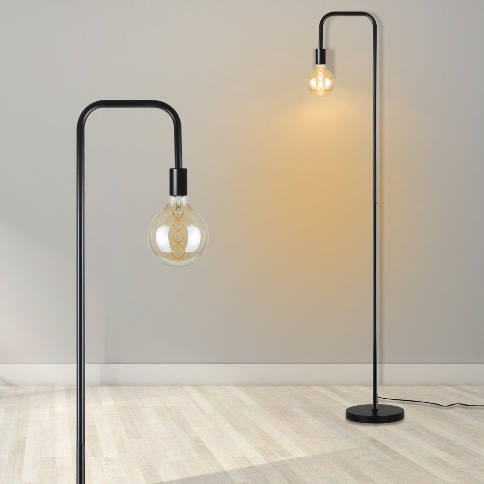 NETTLIFE Lampa podłogowa Salon Vintage Czarna lampa podłogowa z włącznikiem nożnym Industrial metal E27 Designerska lampa podłogowa Lampa do salonu