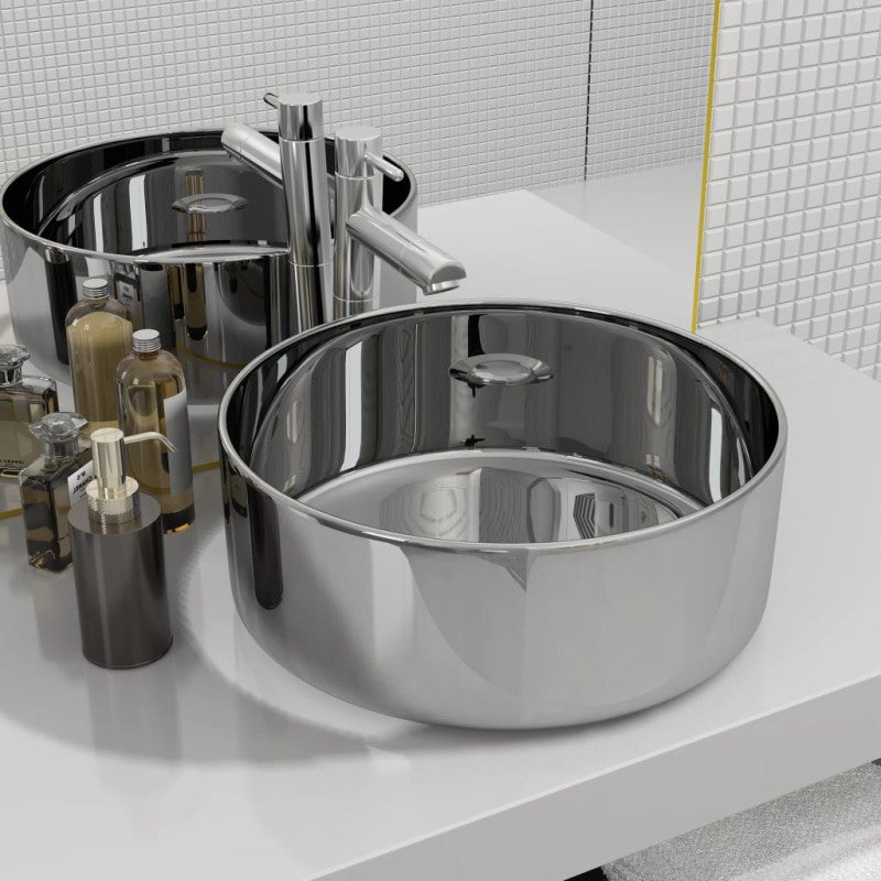 Umywalka, 40 x 15 cm, ceramiczna, srebrna vidaXL