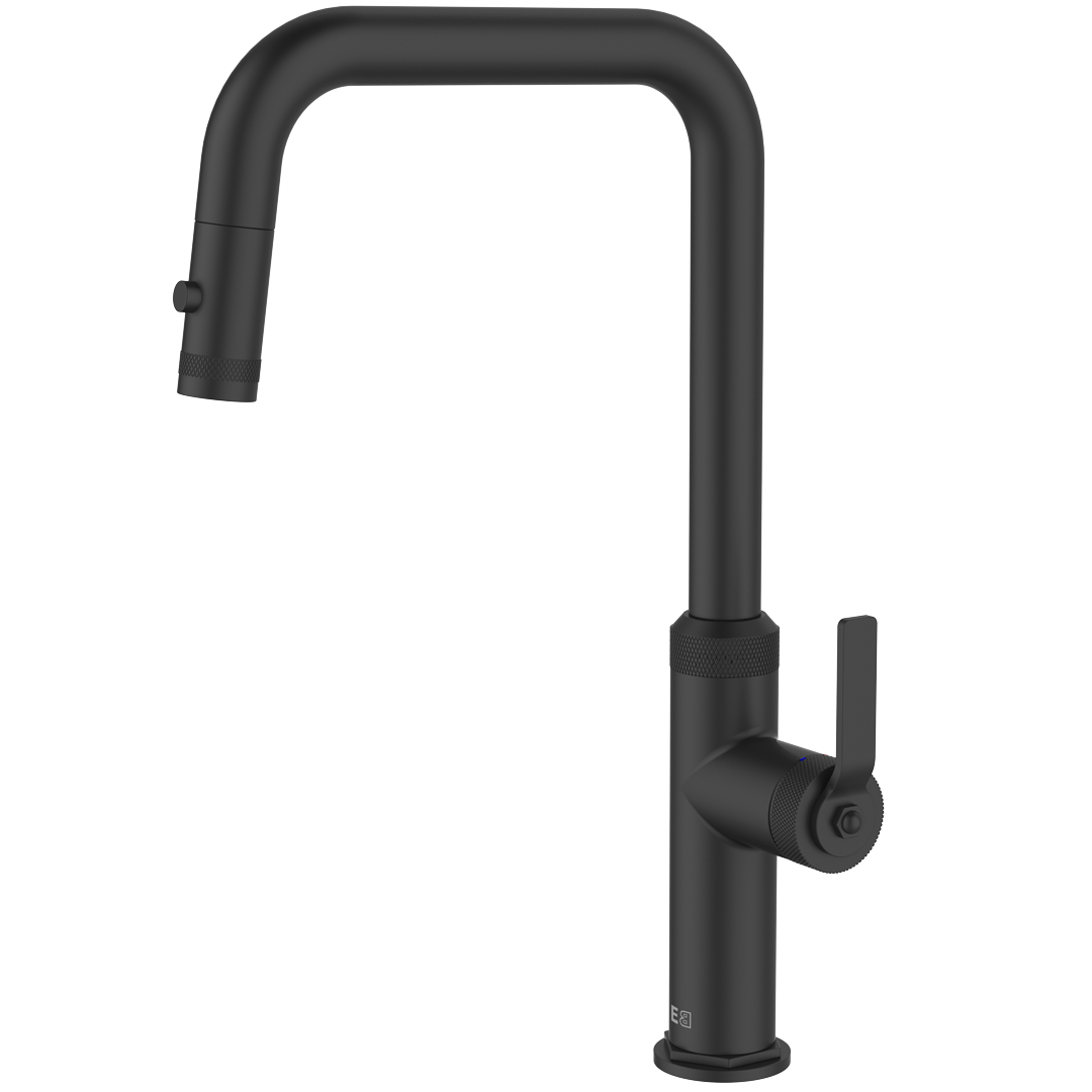 Bateria zlewozmywakowa z wyciąganą wylewką czarny matowy