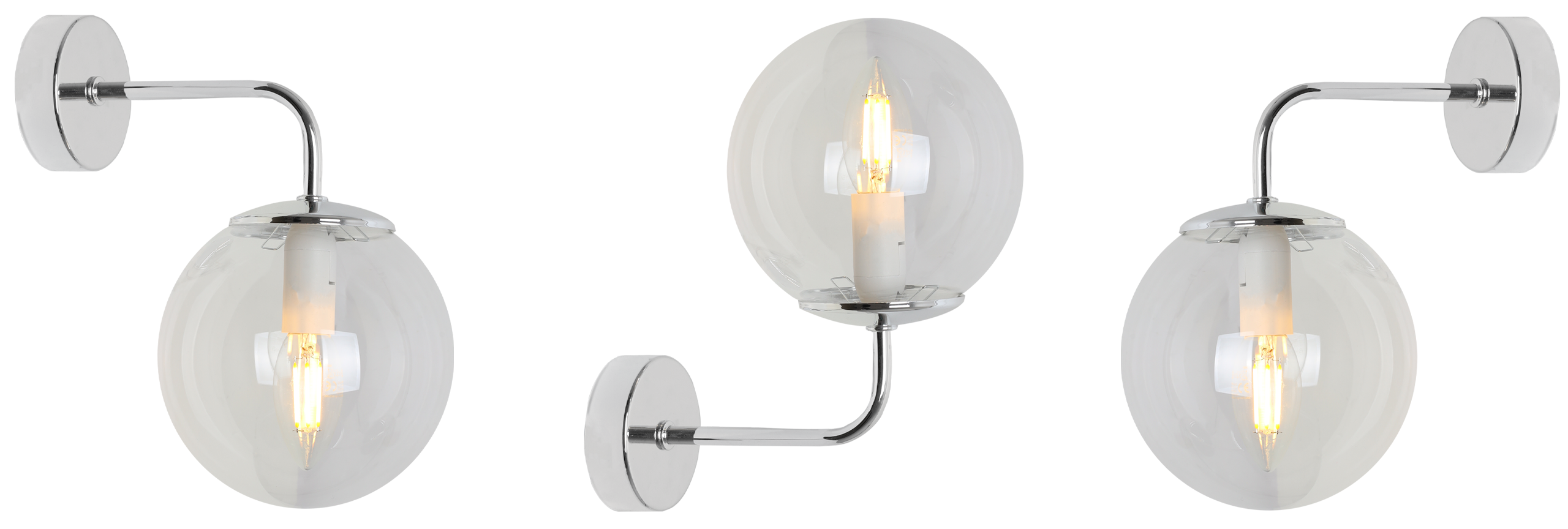 Lampa kinkiet ścienny Siena glamour 1xE14 klosz kula szklana srebrny/bezbarwny Light Home LH - 7