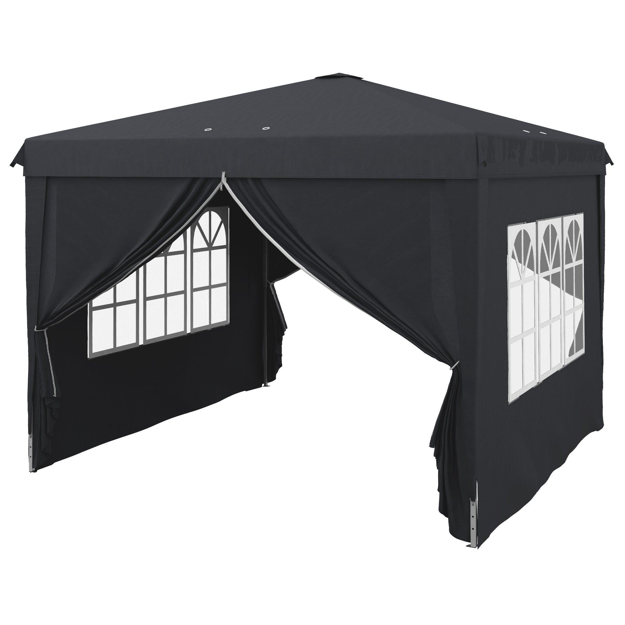 Outsunny Gazebo da Esterno 3x4 m con Tende Rimovibili e Doppio Tetto Grigio