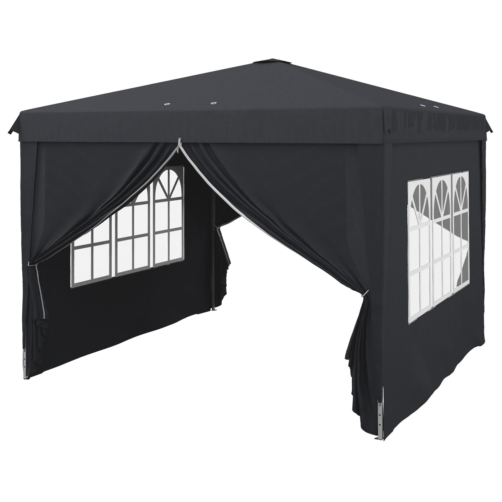 Outsunny Gazebo da Esterno 3x4 m con Tende Rimovibili e Doppio Tetto Grigio Outsunny Gazebo da Esterno 3x4 m con Tende Rimovibili e Doppio Tetto Grigio