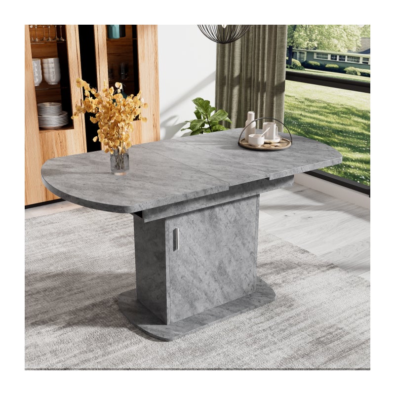 Rozkładany owalny stół jadalny D110/130×S70×W75cm z miejscem do przechowywania, nowoczesny stół wielofunkcyjny