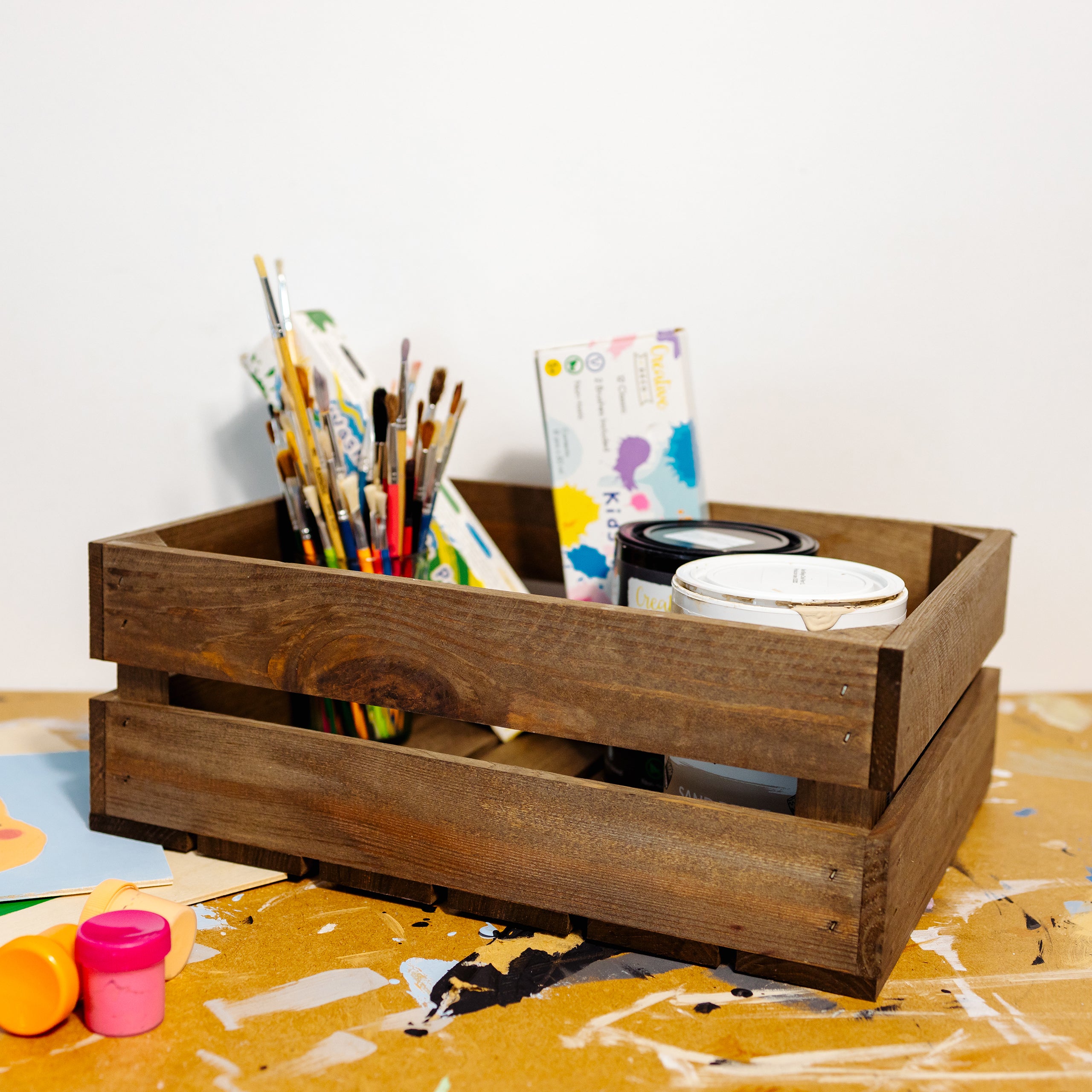 Creative Deco Caisse en Bois Wengé | 40 x 30 x 15 cm | Caisse Rangement Bois | Caisse en Bois Vintage | Cagette en Bois | Caisse en Bois Rangement - 4