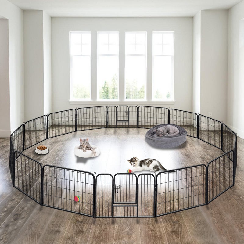 Enclos pour chien 8 pièces hauteur 60cm parc pour chiots avec porte et bâche de protection pliable Montage sans outil pour chiens et chats - 9